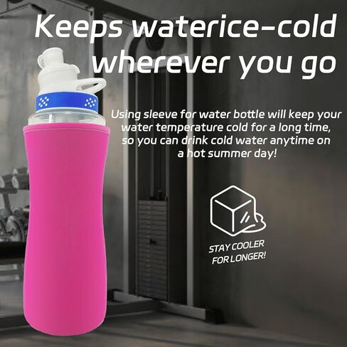 كم لزجاجة مياه سيركول قطعتين، غطاء زجاجة مياه سعة 32 أونصة لزجاجة مياه سيركول من البلاستيك والفولاذ المقاوم للصدأ غطاء زجاجة مياه معزول من النيوبرين للحفاظ على درجة الحرارة - أحمر وردي in Kuwait