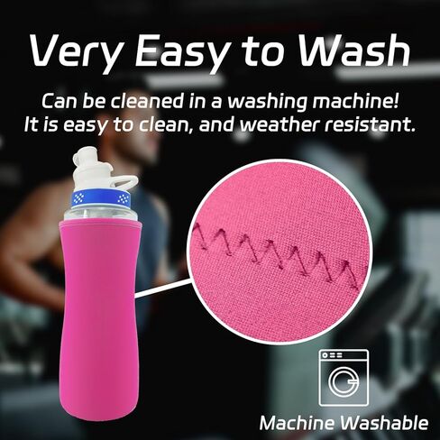 كم لزجاجة مياه سيركول قطعتين، غطاء زجاجة مياه سعة 32 أونصة لزجاجة مياه سيركول من البلاستيك والفولاذ المقاوم للصدأ غطاء زجاجة مياه معزول من النيوبرين للحفاظ على درجة الحرارة - أحمر وردي in Kuwait