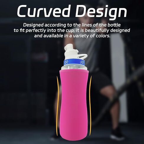 كم لزجاجة مياه سيركول قطعتين، غطاء زجاجة مياه سعة 32 أونصة لزجاجة مياه سيركول من البلاستيك والفولاذ المقاوم للصدأ غطاء زجاجة مياه معزول من النيوبرين للحفاظ على درجة الحرارة - أحمر وردي in Kuwait