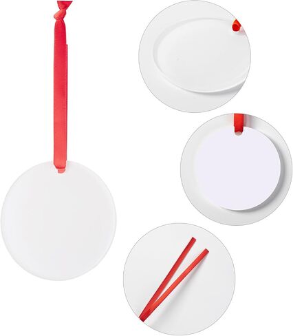 30 Pcs Sublimation Acrylic Ornament Blanks Bulk,2.95 Inch Round Ornaments with Red Ribbon for Home Christmas Halloween Decoration,Acrylic Ornaments for Heat Press Transfer in Saudi Arabia