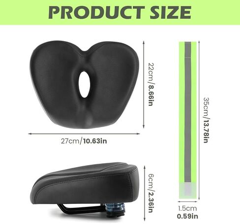 Comfortable Bike Seat for Men Women Comfort,Extra Soft Exercise Bicycle Seat Compatible for Stationary Extra Wide Replacement Padded Bike Seat Cushion with Outdoor & Indoor in Saudi Arabia