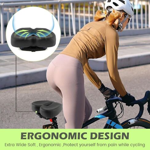 Comfortable Bike Seat for Men Women Comfort,Extra Soft Exercise Bicycle Seat Compatible for Stationary Extra Wide Replacement Padded Bike Seat Cushion with Outdoor & Indoor in Saudi Arabia