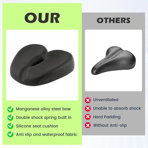 Comfortable Bike Seat for Men Women Comfort,Extra Soft Exercise Bicycle Seat Compatible for Stationary Extra Wide Replacement Padded Bike Seat Cushion with Outdoor & Indoor in Saudi Arabia