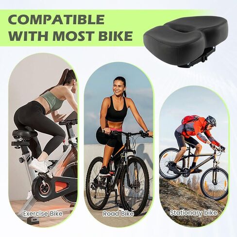 Comfortable Bike Seat for Men Women Comfort,Extra Soft Exercise Bicycle Seat Compatible for Stationary Extra Wide Replacement Padded Bike Seat Cushion with Outdoor & Indoor in Saudi Arabia