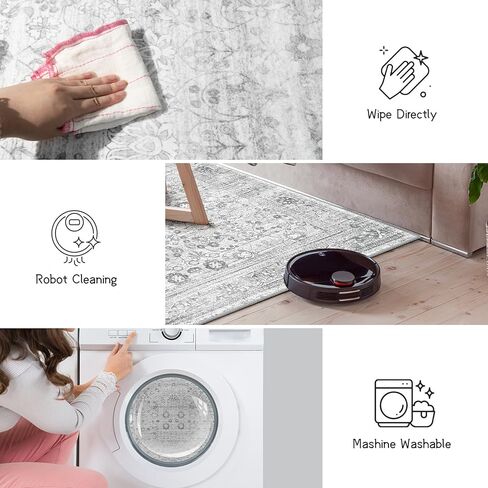 سجاد المنطقة 5 × 7، سجاد أخضر قابل للغسل لغرفة المعيشة وغرفة النوم وغرفة الطعام والمطبخ، سجادة بوهو ناعمة ورقيقة للغاية غير قابلة للانزلاق، سجادة عتيقة متعثرة سجادة زهرية للمنزل in Kuwait