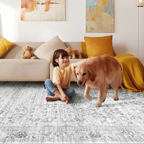 سجاد المنطقة 5 × 7، سجاد أخضر قابل للغسل لغرفة المعيشة وغرفة النوم وغرفة الطعام والمطبخ، سجادة بوهو ناعمة ورقيقة للغاية غير قابلة للانزلاق، سجادة عتيقة متعثرة سجادة زهرية للمنزل in Kuwait