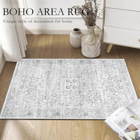 سجاد المنطقة 5 × 7، سجاد أخضر قابل للغسل لغرفة المعيشة وغرفة النوم وغرفة الطعام والمطبخ، سجادة بوهو ناعمة ورقيقة للغاية غير قابلة للانزلاق، سجادة عتيقة متعثرة سجادة زهرية للمنزل in Kuwait