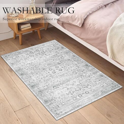 سجاد المنطقة 5 × 7، سجاد أخضر قابل للغسل لغرفة المعيشة وغرفة النوم وغرفة الطعام والمطبخ، سجادة بوهو ناعمة ورقيقة للغاية غير قابلة للانزلاق، سجادة عتيقة متعثرة سجادة زهرية للمنزل in Kuwait