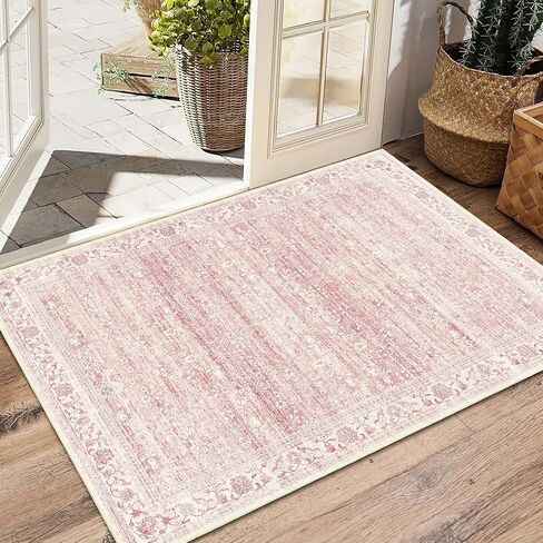 Area Rugs 5x7, Green Washable Rugs for Living Room Bedroom Dining Room Kitchen, Ultra Thin Soft Boho Rug Non Slip, Vintage Distressed Carpet Floral Rug for Home in Saudi Arabia