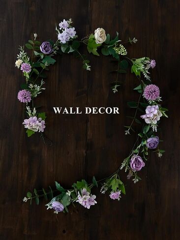 MISSPIN 5.9Ft Eucalyptus Garland with Flowers, Artificial Fake Flower Greenery Spring Garland for Baby Shower Wedding Mantle Table Centerpiece Spring Decor in Saudi Arabia