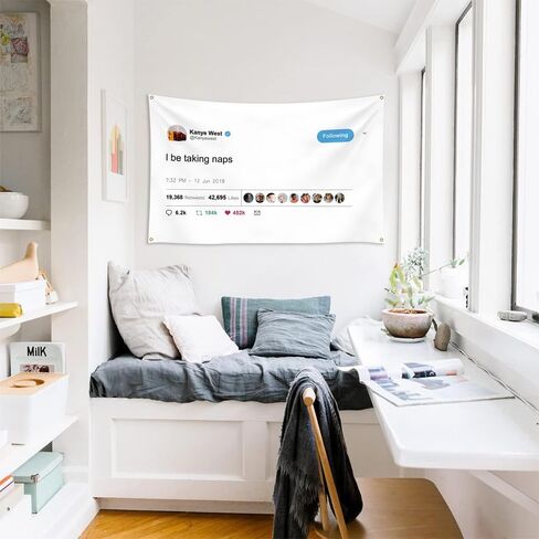 I Be Take Naps Kanye Tapestry Tweet Flags، 3x5Ft مضحك ميمي نسيج لغرفة الكلية جامعة النوم الرجال مغني الراب جدار ديكور in Kuwait
