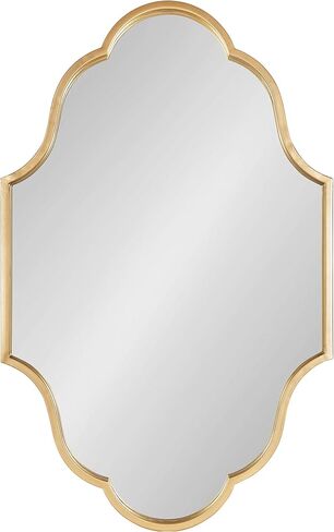 Kate and Laurel Rowla Glam Scalloped Wall Mirror, 23" x 37", Gold, Chic, Sophisticated Accent Mirror for Decor or Bathroom Vanity in Saudi Arabia
