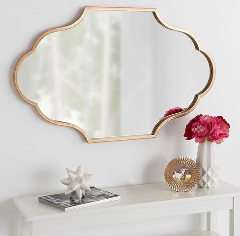 Kate and Laurel Rowla Glam Scalloped Wall Mirror, 23" x 37", Gold, Chic, Sophisticated Accent Mirror for Decor or Bathroom Vanity in Saudi Arabia