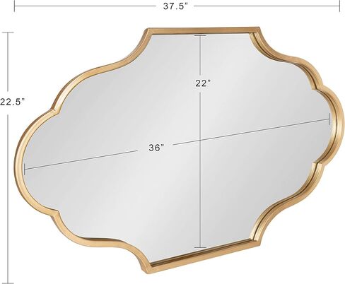 Kate and Laurel Rowla Glam Scalloped Wall Mirror, 23" x 37", Gold, Chic, Sophisticated Accent Mirror for Decor or Bathroom Vanity in Saudi Arabia