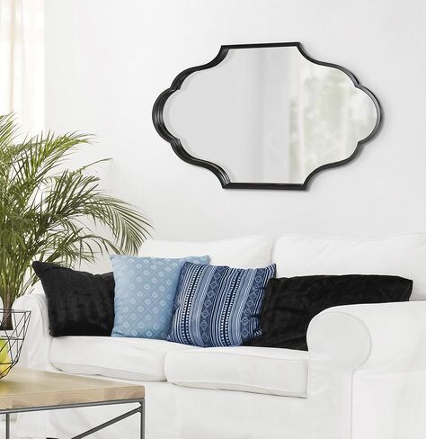 Kate and Laurel Rowla Glam Scalloped Wall Mirror, 23" x 37", Gold, Chic, Sophisticated Accent Mirror for Decor or Bathroom Vanity in Saudi Arabia
