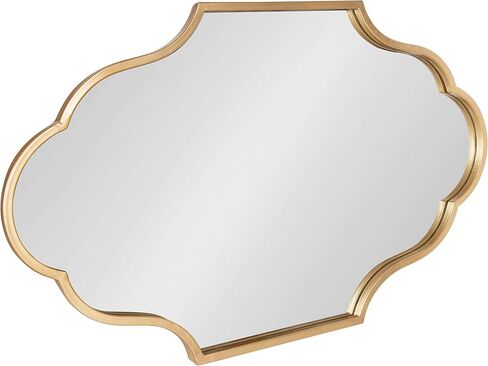Kate and Laurel Rowla Glam Scalloped Wall Mirror, 23" x 37", Gold, Chic, Sophisticated Accent Mirror for Decor or Bathroom Vanity in Saudi Arabia