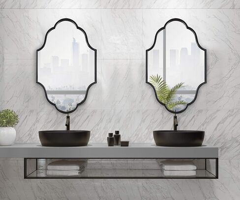 Kate and Laurel Rowla Glam Scalloped Wall Mirror, 23" x 37", Gold, Chic, Sophisticated Accent Mirror for Decor or Bathroom Vanity in Saudi Arabia