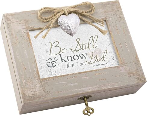 Cottage Garden Be Still and Know That I Am God Natural Taupe Jewelry Music Box Plays Amazing Grace in Saudi Arabia