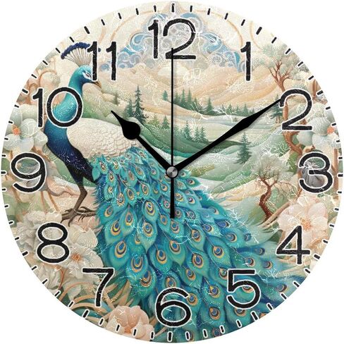 Hippie Bus Palm Tree Wall Clock Battery Operated Non Ticking Silent Quartz Analog Rustic Farmhouse Round Orange Clock Retro Decor for Home Kitchen Living Room Bathroom in Saudi Arabia