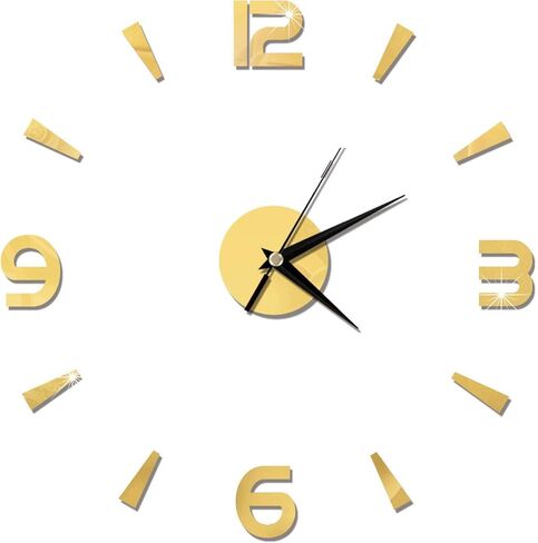 Frameless Large 3D DIY Wall Clock, Wall Decorative Sticker Watches, Sticker Decor Modern Home Office Room Decor(gold) in Saudi Arabia
