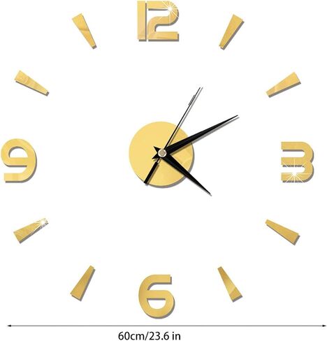 Frameless Large 3D DIY Wall Clock, Wall Decorative Sticker Watches, Sticker Decor Modern Home Office Room Decor(gold) in Saudi Arabia