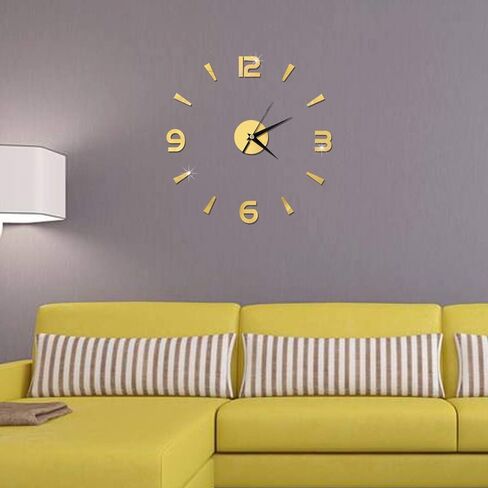 Frameless Large 3D DIY Wall Clock, Wall Decorative Sticker Watches, Sticker Decor Modern Home Office Room Decor(gold) in Saudi Arabia