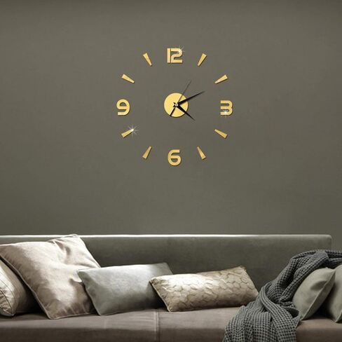 Frameless Large 3D DIY Wall Clock, Wall Decorative Sticker Watches, Sticker Decor Modern Home Office Room Decor(gold) in Saudi Arabia