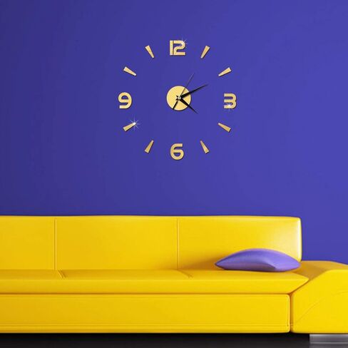 Frameless Large 3D DIY Wall Clock, Wall Decorative Sticker Watches, Sticker Decor Modern Home Office Room Decor(gold) in Saudi Arabia