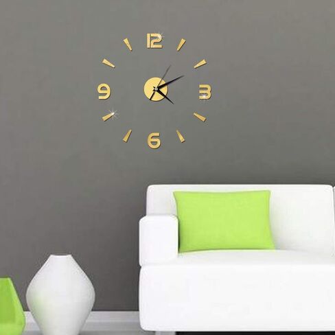 Frameless Large 3D DIY Wall Clock, Wall Decorative Sticker Watches, Sticker Decor Modern Home Office Room Decor(gold) in Saudi Arabia