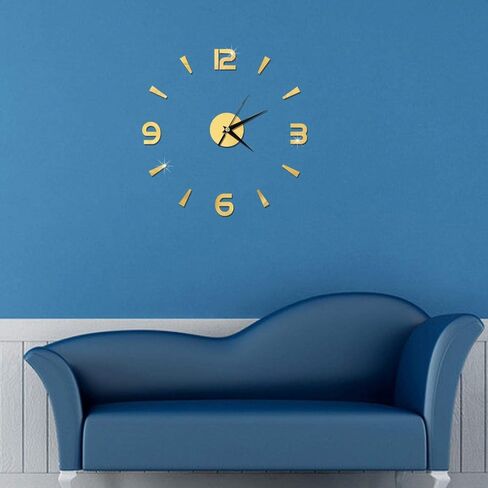 Frameless Large 3D DIY Wall Clock, Wall Decorative Sticker Watches, Sticker Decor Modern Home Office Room Decor(gold) in Saudi Arabia