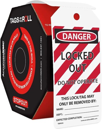 100 علامة قفل من Accuform من The-Roll، خطر مغلق لا يعمل، علامات متوافقة مع OSHA مصنوعة في الولايات المتحدة، بطاقات PF مقاومة للتمزق والماء، 6.25 بوصة × 3 بوصة، TAR416 in Kuwait
