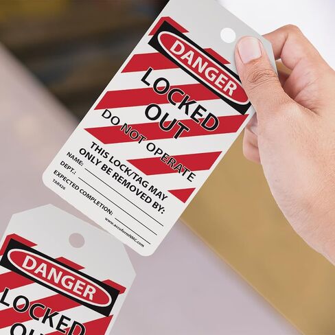 100 علامة قفل من Accuform من The-Roll، خطر مغلق لا يعمل، علامات متوافقة مع OSHA مصنوعة في الولايات المتحدة، بطاقات PF مقاومة للتمزق والماء، 6.25 بوصة × 3 بوصة، TAR416 in Kuwait