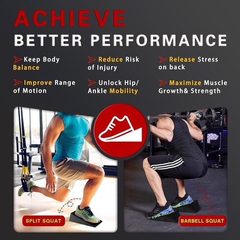 Squat Wedge Block Slant Board: for Squats Heel Elevated Wedges for Weightlifting Knees Over Toes Portable Squat Assist Equipment for Home Gym Squat Deep Improve Stability and Strength in Saudi Arabia