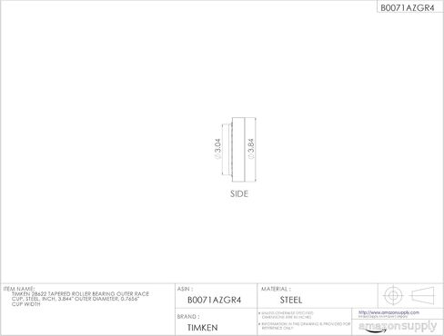 Timken 28622 كأس السباق الخارجي بمحمل أسطواني مدبب، فولاذ، بوصة، القطر الخارجي 3.844 بوصة، عرض الكوب 0.7656 بوصة in Saudi Arabia