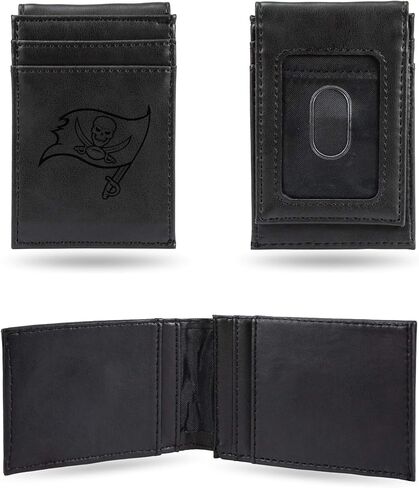 Rico Industries Laser Engraved Front Pocket Wallet, Tampa Bay Buccaneers, Black, 2.75 x 4-" in Saudi Arabia
