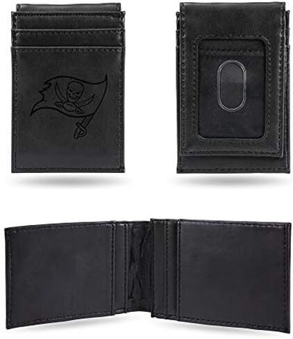 Rico Industries Laser Engraved Front Pocket Wallet, Tampa Bay Buccaneers, Black, 2.75 x 4-" in Saudi Arabia
