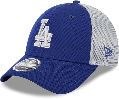 قبعة New Era LA Los Angeles Dodgers 9FORTY Outline Neo Trucker قابلة للتمدد، قبعة قابلة للتعديل باللون الأزرق in Saudi Arabia