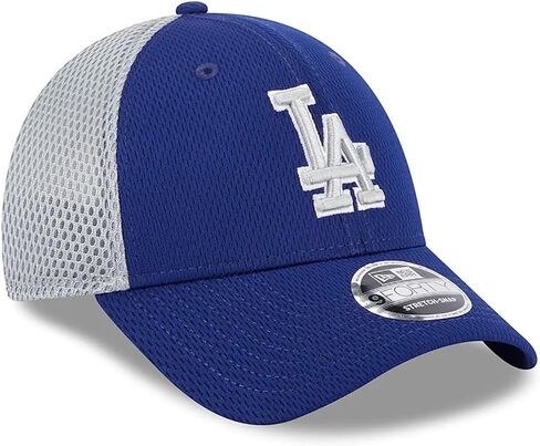 قبعة New Era LA Los Angeles Dodgers 9FORTY Outline Neo Trucker قابلة للتمدد، قبعة قابلة للتعديل باللون الأزرق in Saudi Arabia