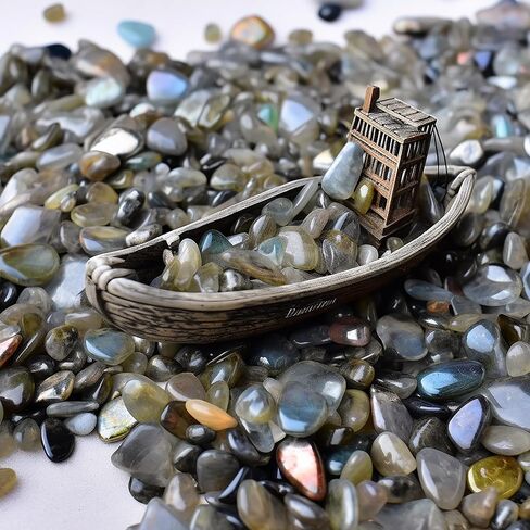 رقائق كريستال اللابرادوريت المصقولة 200 قطعة - 10 أوقية رقائق حجرية مسحوقة وأحجار زجاج البحر شفاء الريكي كريستال صنع المجوهرات ديكور المنزل in Kuwait