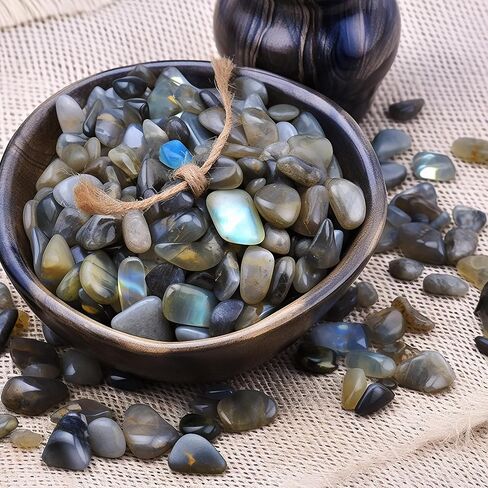 رقائق كريستال اللابرادوريت المصقولة 200 قطعة - 10 أوقية رقائق حجرية مسحوقة وأحجار زجاج البحر شفاء الريكي كريستال صنع المجوهرات ديكور المنزل in Kuwait