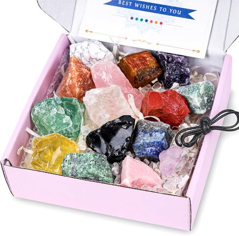 16 قطعة من الكريستالات وأحجار الشفاء من جوهاوس، أحجار الشاكرا الخام والصخور لمجموعة التأمل واليوجا in Kuwait