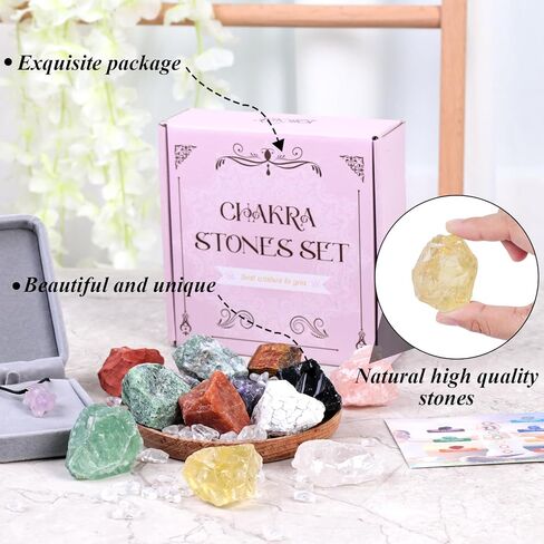 16 قطعة من الكريستالات وأحجار الشفاء من جوهاوس، أحجار الشاكرا الخام والصخور لمجموعة التأمل واليوجا in Kuwait