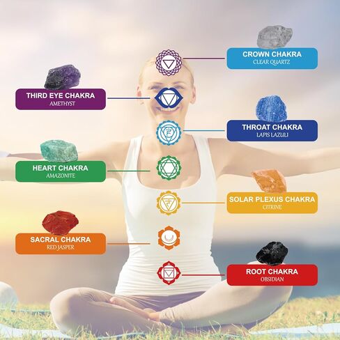 16 قطعة من الكريستالات وأحجار الشفاء من جوهاوس، أحجار الشاكرا الخام والصخور لمجموعة التأمل واليوجا in Kuwait
