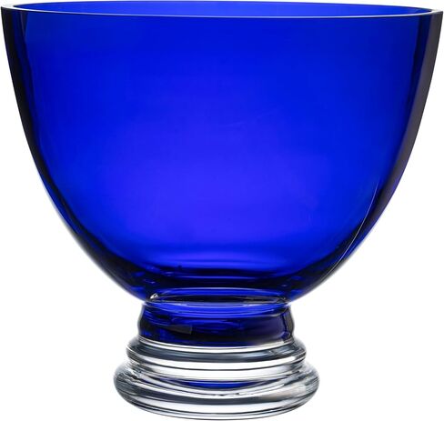 Barski Beautiful Handmade Glass Round Footed Bowl, Cobalt, 9.5" D (9.5 Inches Diameter), Made in Europe in Saudi Arabia
