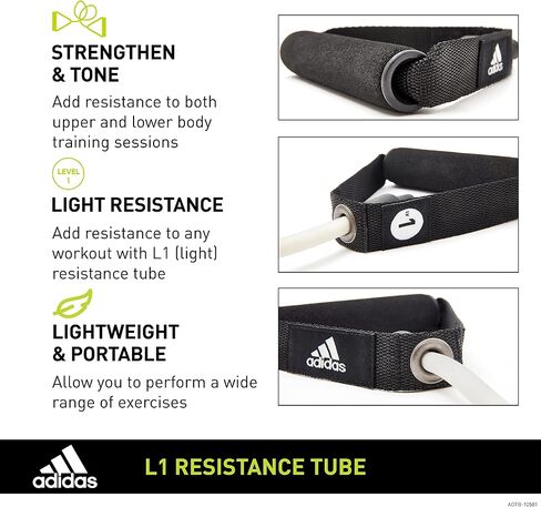 adidas Resistance Bands with Handles - Foam Grip Workout Exercise Bands for Men and Women (3 Fitness Levels) in Saudi Arabia