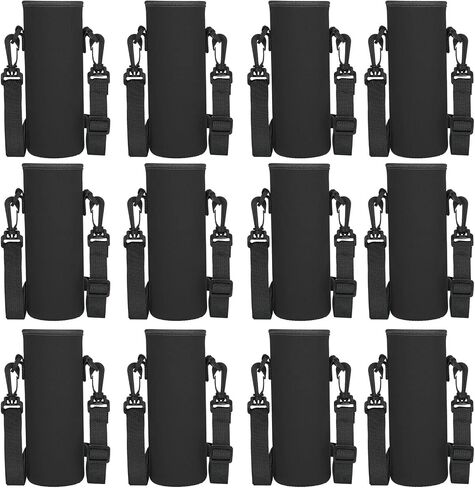 12 Pcs Water Bottle Sleeve with Shoulder Strap Sublimation Water Bottle Holder 25oz Water Bottle Carrier Pouch Adjustable Water Bottle Sling Bag for Boys Girls(Black) in Saudi Arabia