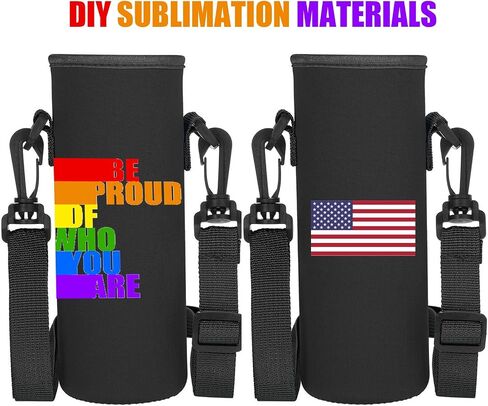 12 Pcs Water Bottle Sleeve with Shoulder Strap Sublimation Water Bottle Holder 25oz Water Bottle Carrier Pouch Adjustable Water Bottle Sling Bag for Boys Girls(Black) in Saudi Arabia