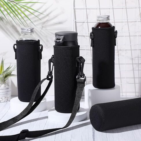 12 Pcs Water Bottle Sleeve with Shoulder Strap Sublimation Water Bottle Holder 25oz Water Bottle Carrier Pouch Adjustable Water Bottle Sling Bag for Boys Girls(Black) in Saudi Arabia