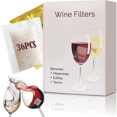 Trobing Wine Filter 24 Bags, Removes Sulfites Histamines and Tannin, No More and Headaches Nausea, Wine Allergy Sensitivity Prevention, All Natural Purifier Filters in Saudi Arabia