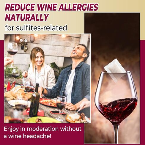 Trobing Wine Filter 24 Bags, Removes Sulfites Histamines and Tannin, No More and Headaches Nausea, Wine Allergy Sensitivity Prevention, All Natural Purifier Filters in Saudi Arabia